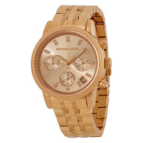 relogio michael kors mk6077|Women's Rose Gold Michael Kors Ritz Chronograph Watch .